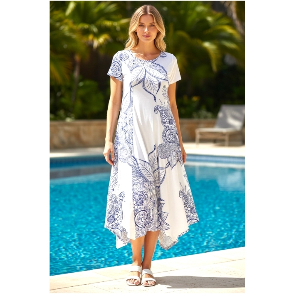 LILY By FIRMIANA Asymmetrical Print Dress - Size XL